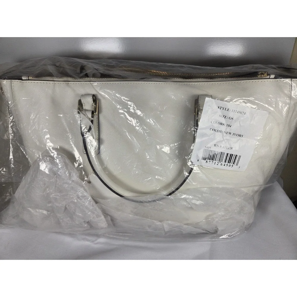 Tory Burch Leather Robinson Double Zip Large Tote  New Ivory Nwt